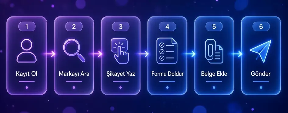 Şikayetvar’da kayıt: kayıt ol, markayı ara, şikâyet yaz, formu doldur, belge ekle, gönder
